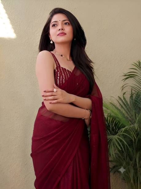 Solid/Plain Bollywood Tissue Saree