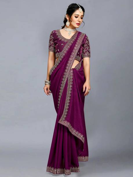 Vivan Fab Embroidered Banarasi Pure Silk, Art Silk Saree - Image 5