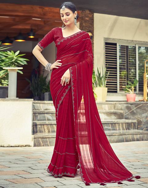 Divastri Self Design, Embellished Bollywood Georgette Saree - Image 4