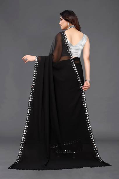 VEERAETHNIC Woven, Embellished Daily Wear Georgette Saree - Image 3