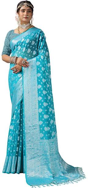 v m prints woven banarasi silk blend saree