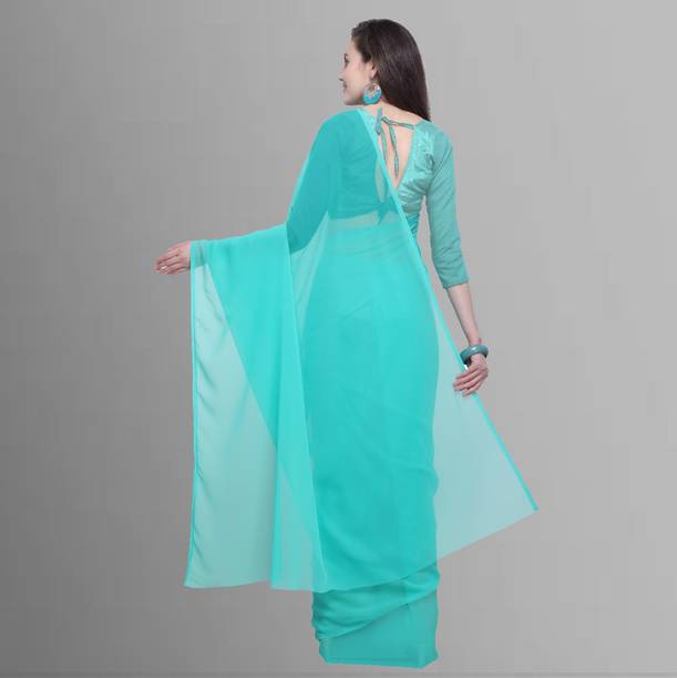 Anand Solid/Plain Daily Wear Georgette Saree - Image 3
