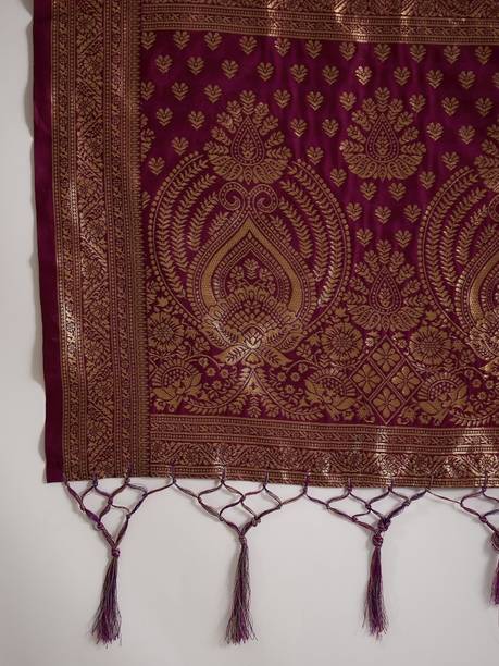 Dori Woven, Self Design Banarasi Silk Blend Saree - Image 8