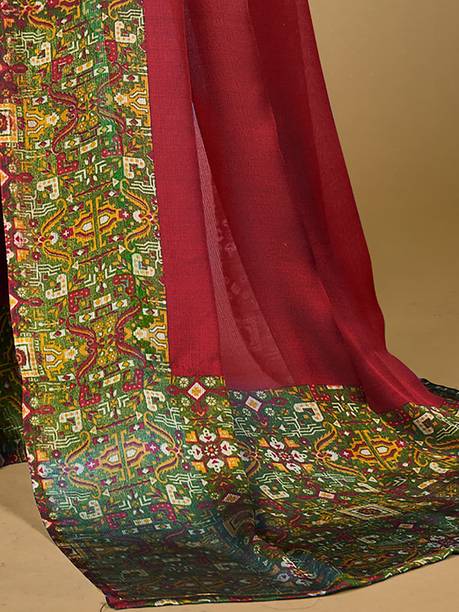 Divastri Printed Bollywood Chiffon Maroon Sarees Online @  | galgota.in - Image 4