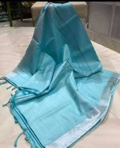 HAIDER ALI AND SONS Solid/Plain Banarasi Cotton Linen Saree