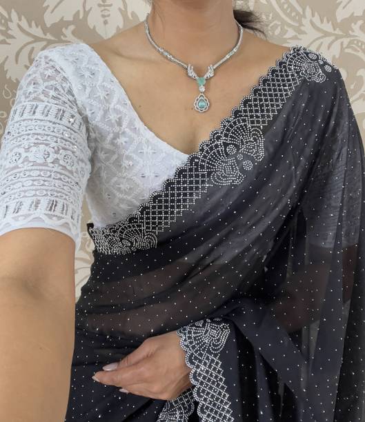 GEETABA FASHION Embroidered Bollywood Georgette Saree