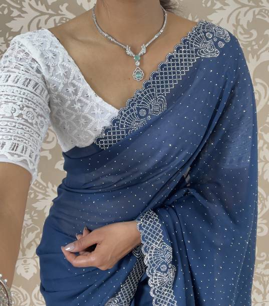 GEETABA FASHION Embroidered Bollywood Georgette Saree