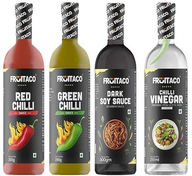 fruitaco Red Chilly 280g, Green Chilly 280g, Soy Sauce 300g, Chilli Vinegar 250ml | Sauce