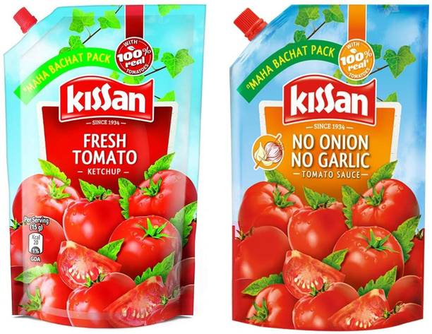 Kissan FRESH TOMATO KETCHUP & NO ONION NO GARLIC MADE FROM REAL TOMATOES Sauces & Ketchup