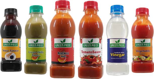 GREEN PIECE Soya Sauce ,Green Chilli ,Red Chilli,Tomato Vegetable,Vinegar (200gm x6) Sauces & Ketchup