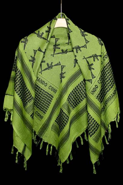 Woven Cotton Blend Men & Women Light Green Scarf
