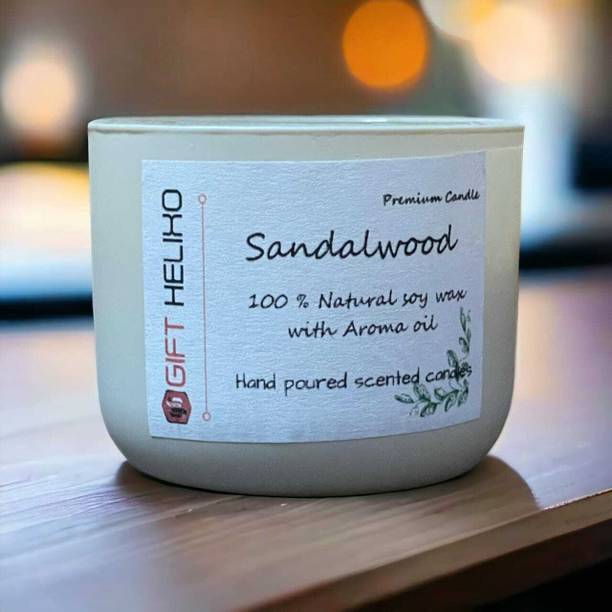 GIFT HELIXO Premium natural soy wax sandalwood scented U jar candle ,burn time 12 HRS Candle