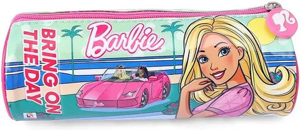 striders Barbie Round Pouch Stylish, Durable, Multi-Use Bag for Kids and Teens Barbie Cartoon Art Art Wood Pencil Box