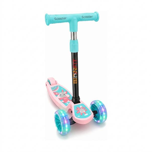 BIONFIT Kids 3 Wheel LED Scooter with Adjustable Handle, Foldable, 50kg Capacity Kids Scooter