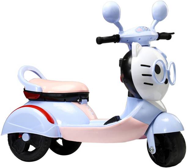 Tiddy Hello Kitty Electric Battery Operated Rechargeable Ride On Scooter Blue Peach Scooter Battery Operated Ride On