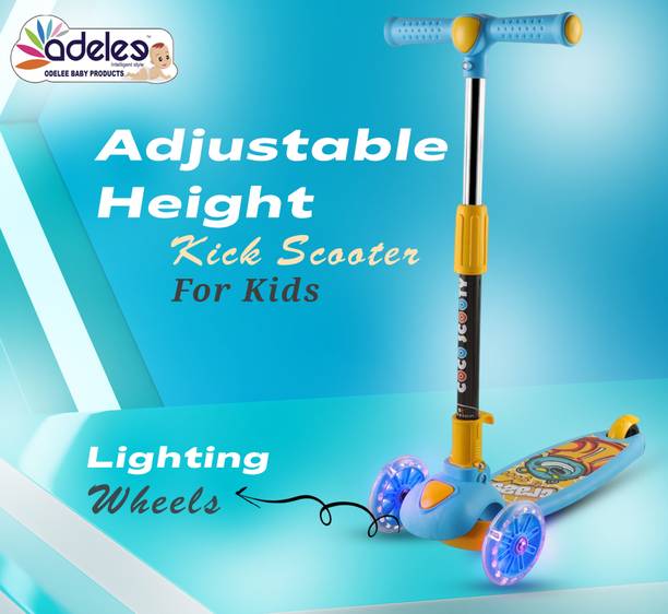 ODELEE Height Adjustable Foldable Pluto Kick Scooter for Kids with Lighting Wheels Kids Scooter