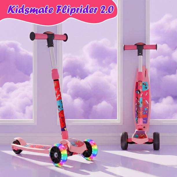 Kidsmate Fliprider 2.0 Kick Scooter for Kids 3-8 Yr, Led wheels,3-Level Adjustable Height Kids Scooter
