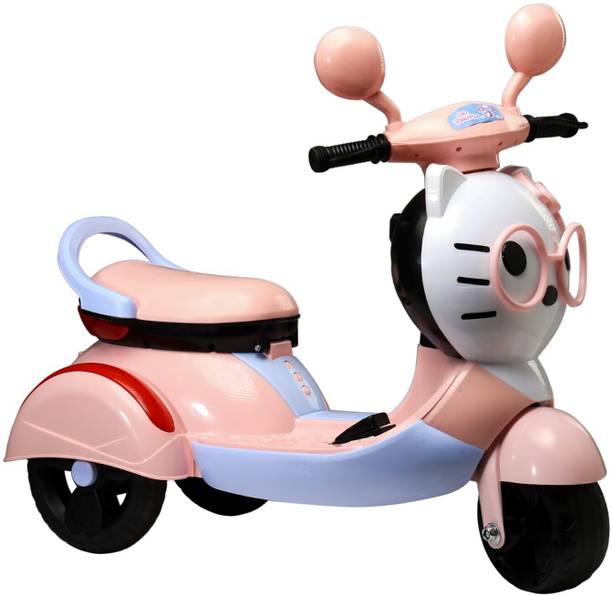 Tiddy 3 Wheel Hello Kitty Battery Operated Rechargeable Ride On Scooter Peach Blue HoverBoard Scooter