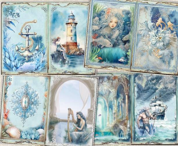 Minimal crafts Sunken Kingdom paper pack A5 size 100gsm bond paper total 30 pages Theme,  Scrapbook Kit