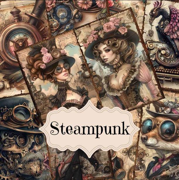 Minimal crafts Victorian steam punk paper pack A5 size 100gsm bond paper total 30 pages Theme,  Scrapbook Kit
