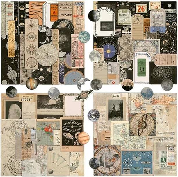 ExeQianming Space, Planet, moon, Galaxy, Ancient World Maps Theme,  Scrapbook Kit