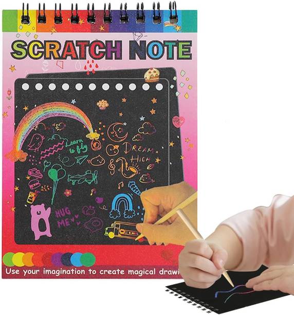 BRAND HOME Scratch Magic Space Astronaut Book 8 Page Paper Notes Scratch Art Activity_1 Pcs Theme,  Scrapbook Kit