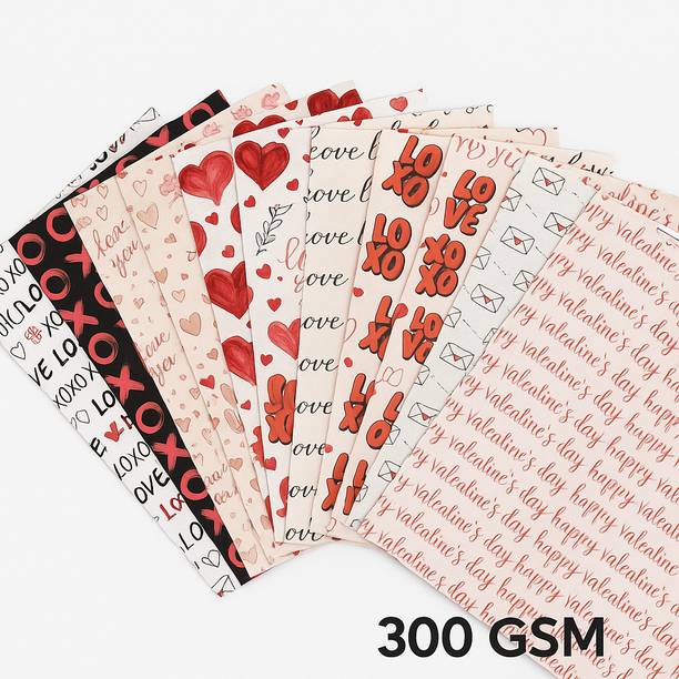Gladtogift Valentine paper theme pack 22 sheets -300 gsms Theme,  Scrapbook Kit