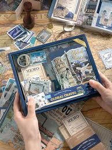 SADRUCHI 346pcs Aesthetic Journal Supplies Kit, Perfect for Gifting, Global Travel Theme,  Scrapbook Kit
