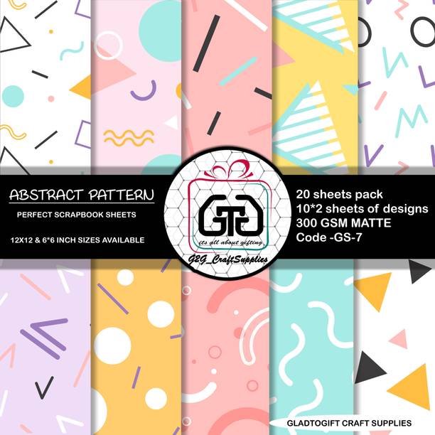Gladtogift abstract paper theme pack 22 sheets -300 gsms Theme,  Scrapbook Kit