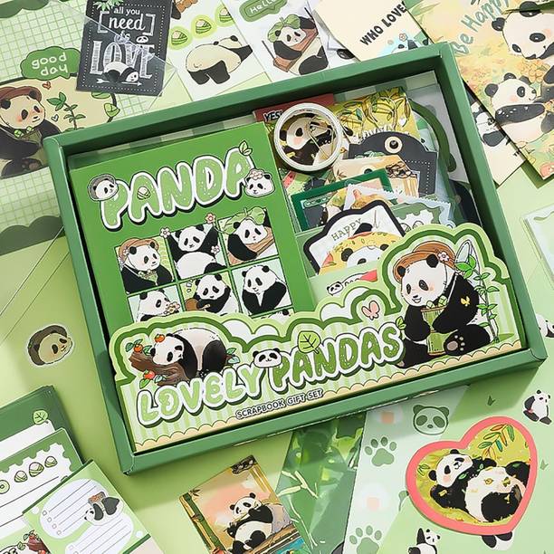 SADRUCHI 346pcs Aesthetic Journal Supplies Kit, Perfect for Gifting, Panda Theme,  Scrapbook Kit