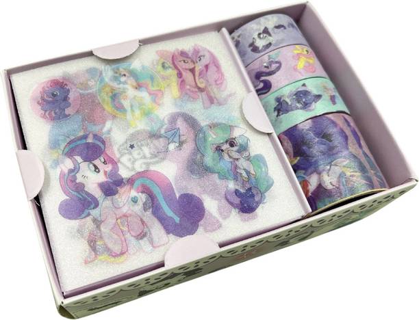 R H lifestyle Little Pony Printed Paper Washi Tape and Decorative Waterproof Stickers Cartoon Theme,  Scrapbook Kit