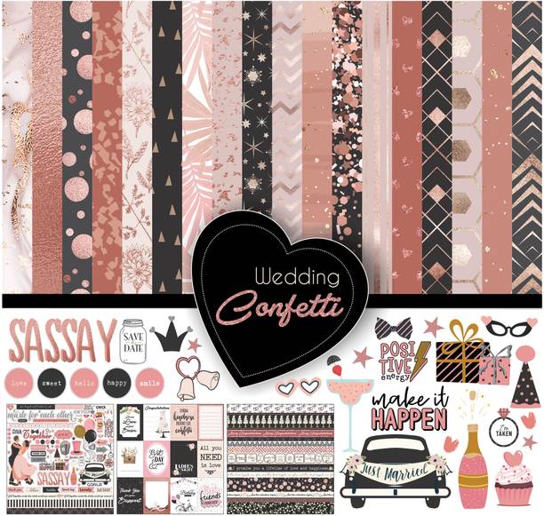Inkdotpot Party Confetti Cardstock 12"x12" Card Making Paper with Sticker Sheet-16 Pages Theme,  Scrapbook Kit