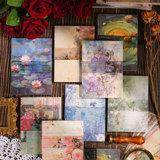A R International Vintage Scrapbook Paper Book for Journaling & DIY Crafts (Pack of 1, 100 Sheets) Theme,  Scrapbook Kit