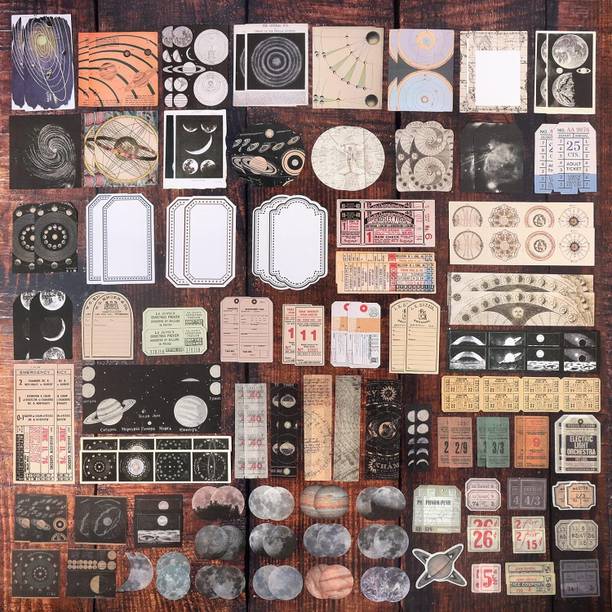 Bstorify Vintage Scrapbook Kit 200 PCS – Galaxy Stickers & Map Paper for Journaling Theme,  Scrapbook Kit