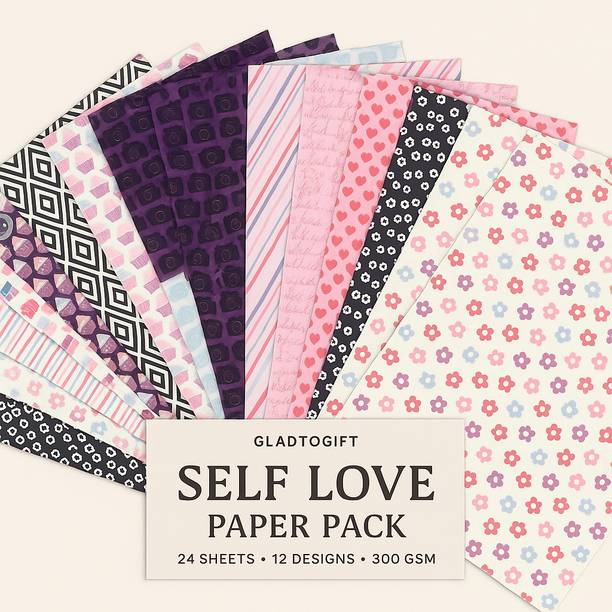 Gladtogift self love paper pack Theme,  Scrapbook Kit