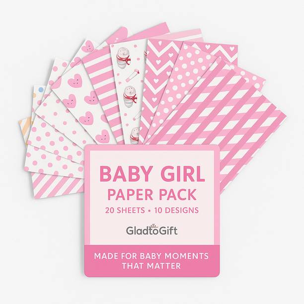 Gladtogift baby girl paper theme pack 22 sheets -300 gsms Theme,  Scrapbook Kit