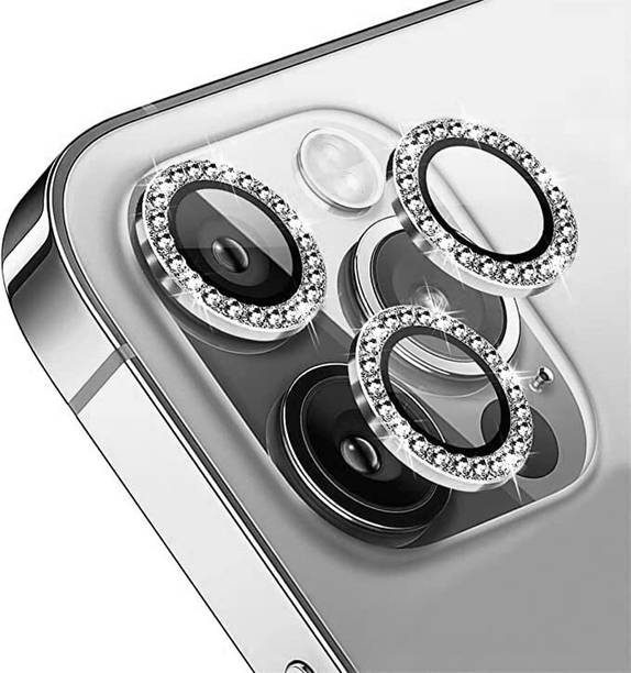 RADHYA Camera Lens Protector for Apple iPhone 12 Pro Max Silver Daimond Sparkling Glitter Metal Ring Protector