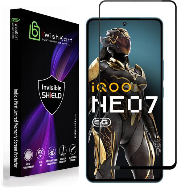 iWishKart Edge To Edge Tempered Glass for iQOO Neo 7, iQOO Neo 7 5G, Premium Military grade Edge to Edge Premium gorilla temper black glass screenguard with Self Installation Guide - Wet & Dry wipes, Dust Absorber [With Warranty] mobile ka gilas cover