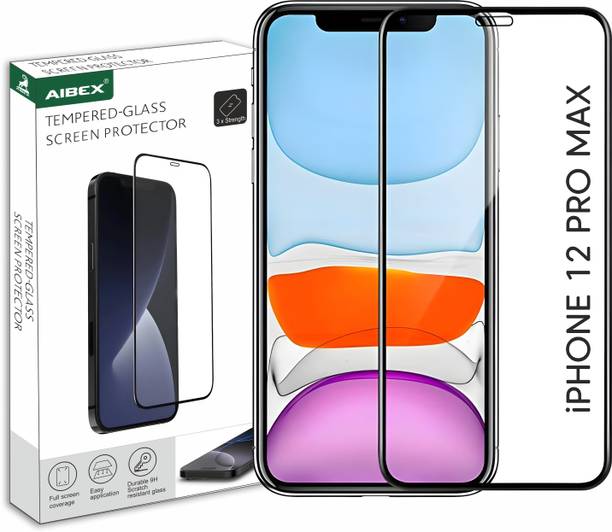 AIBEX Edge To Edge Tempered Glass for Apple iPhone 12 Pro Max| 9H Hardness | Anti-Glare & Anti-Fingerprint | Water Resistant | Edge-to-Edge Full Screen Protector | Bubble-Free Installation