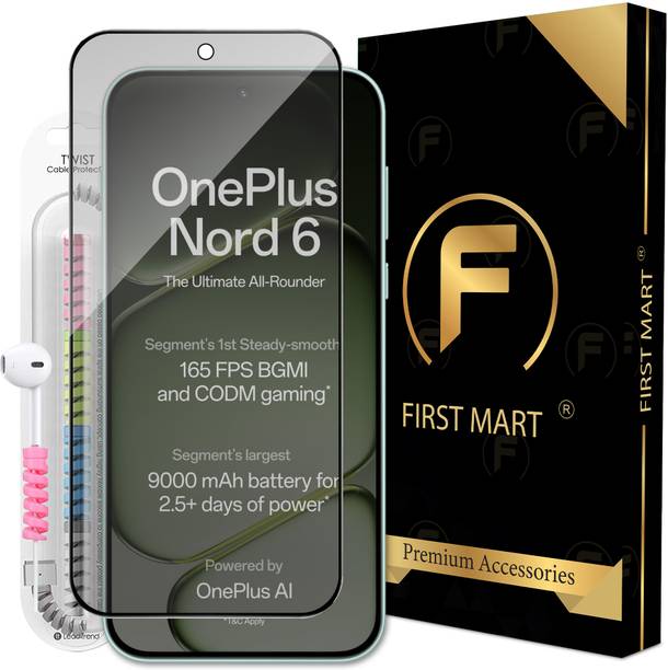 FIRST MART Edge To Edge Tempered Glass for OnePlus Nord 6 5G, Nord 6, One Plus Nord 6, Matte OG Tempered Glass with Cable Protector