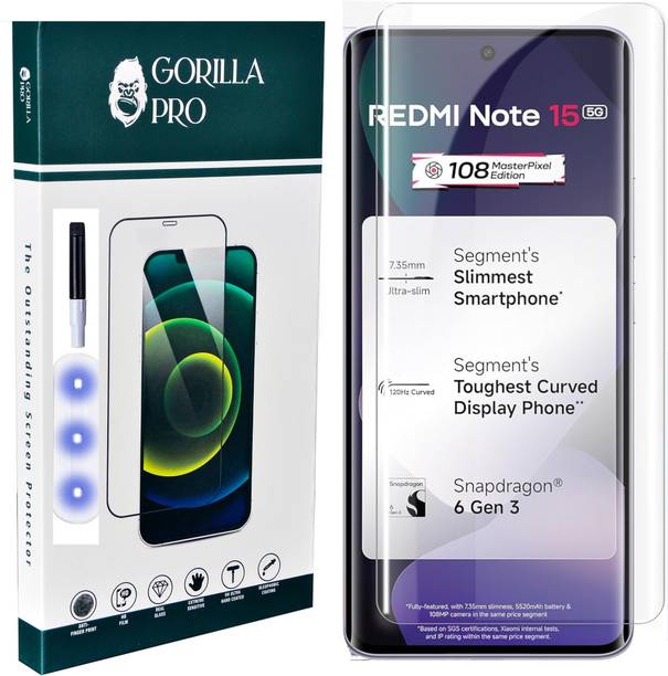 GORILLA PRO Edge To Edge Tempered Glass for REDMI Note 15 5G ( Primium Quality Uv Temper Glass )