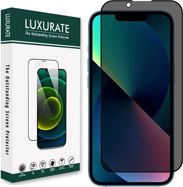 LUXURATE Edge To Edge Tempered Glass for Apple iPhone 13, Apple iPhone 13 Pro, Apple iPhone 14, Apple iPhone 16e, Privacy / Anti- Spy Screen Protector, with Easy Installation Kit