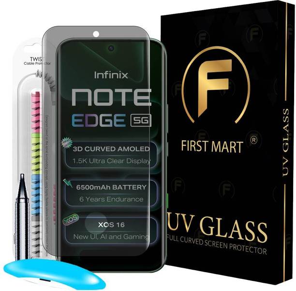 FIRST MART Edge To Edge Tempered Glass for Infinix Note Edge 5G, Infinix Note Edge, Privacy Anti Spy UV Glass & Cable Protector