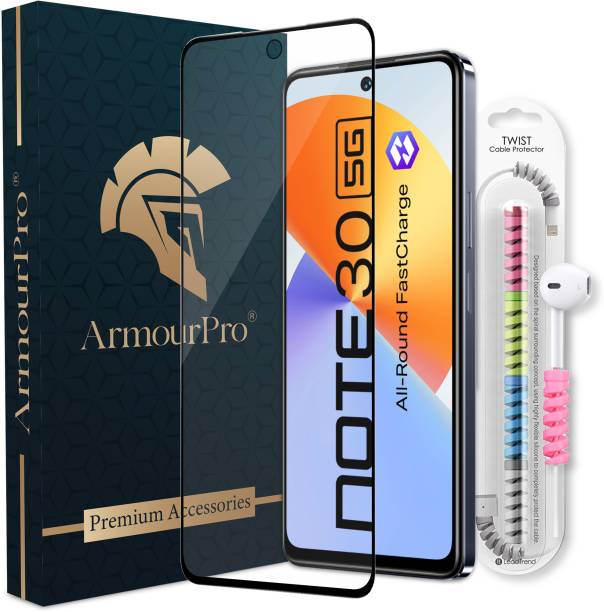 ArmourPro Edge To Edge Tempered Glass for Infinix Note 30 5G, Note 30 5G, OG Tempered Glass with Cable Protector