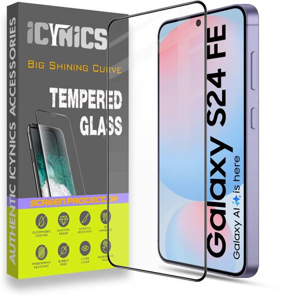 ICYNICS Edge To Edge Tempered Glass for Samsung S24 FE 5G, Anti-Fingerprint, Waterproof, Oil-resistant, Bubble-Free, Anti-Static with Full Screen Coverage & Easy Installation