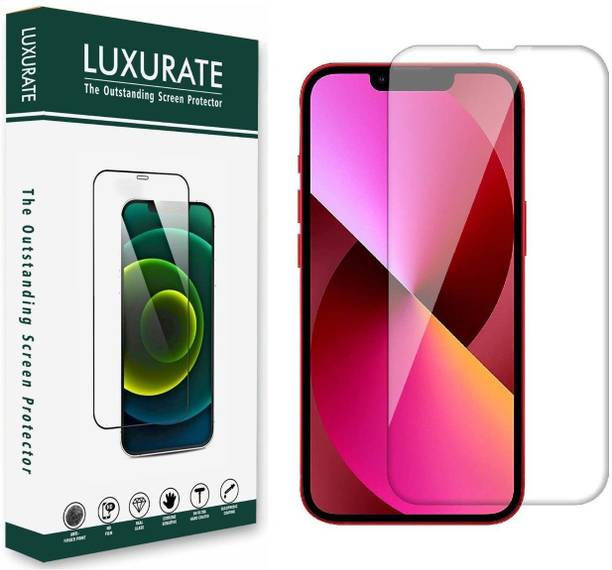 LUXURATE Edge To Edge Tempered Glass for Apple iPhone 13, Apple iPhone 14, Apple iPhone 16e, Apple iPhone 13 Pro, Borderless Screen Protector, with Easy installation Kit