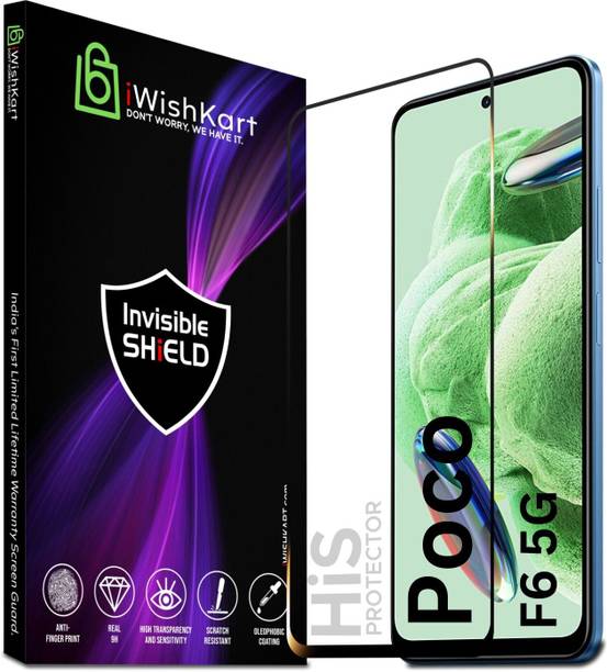 iWishKart Edge To Edge Tempered Glass for Poco F6 5G, Premium Military grade Edge to Edge Premium gorilla temper black glass screen guard with Self Installation Guide - Wet & Dry wipes, Dust Absorber | **60 Days With Warranty**