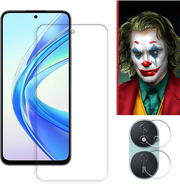SOMTONE Edge To Edge Tempered Glass for Honor Play 50 Plus 5G FRONT Tempered Glass Screen Protector | Anti-Scratch | Edge to Edge Full Coverage | 9H Hardness ( 1 FRONT SCREEN GUARD + 1 CAMERA LENS PROTECTOR + 1 FREE BACK EMBOSSED SKIN026 )