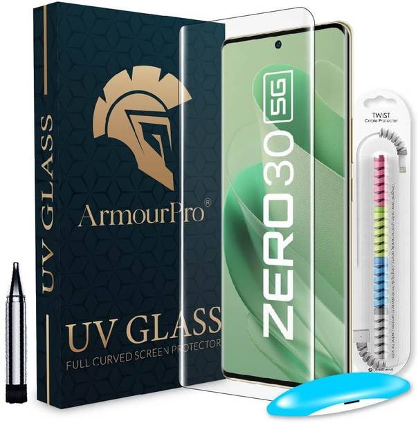 ArmourPro Edge To Edge Tempered Glass for Infinix Zero 30, Vivo T2 Pro 5G, UV Glass With Cable Protector