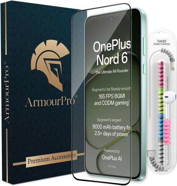 ArmourPro Edge To Edge Tempered Glass for OnePlus Nord 6 5G, Nord 6, One Plus Nord 6, OG Tempered Glass with Cable Protector